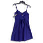 NWT Womens Blue Spaghetti Strap Pockets Back Button Mini Dress Size XS image number 1