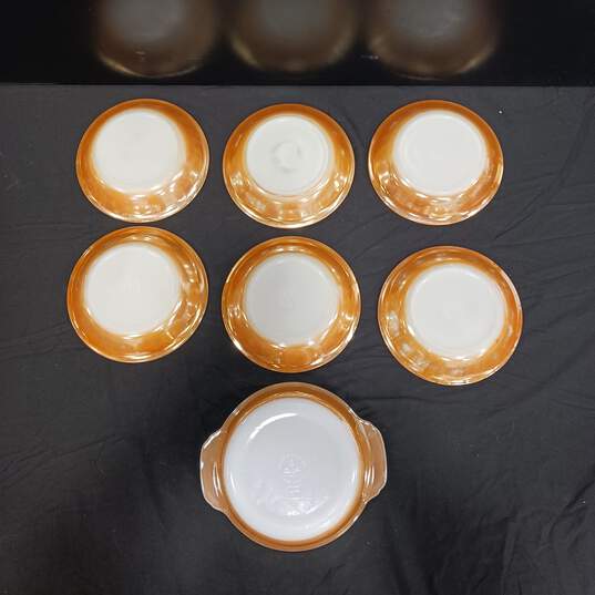 Set of 7 Anchor Hocking Fire King Peach Lusterware Bowls image number 3