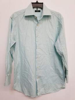 Boss Men's Aqua Blue Long Sleeve Polo Shirt Size 15.5 (32/33)