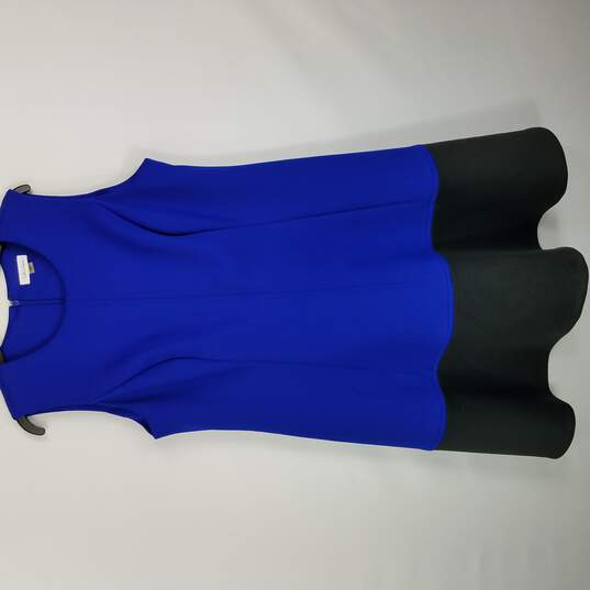 Buy the Calvin Klein Women Blue/Black Sleeveless Dress 16W | GoodwillFinds