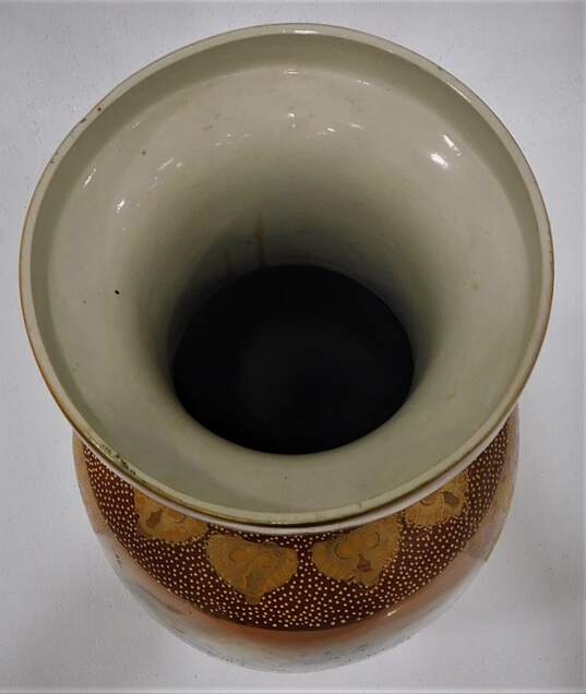Vintage Asian Enamel Folk Art Satsuma Style Large Vase Home Decor image number 3