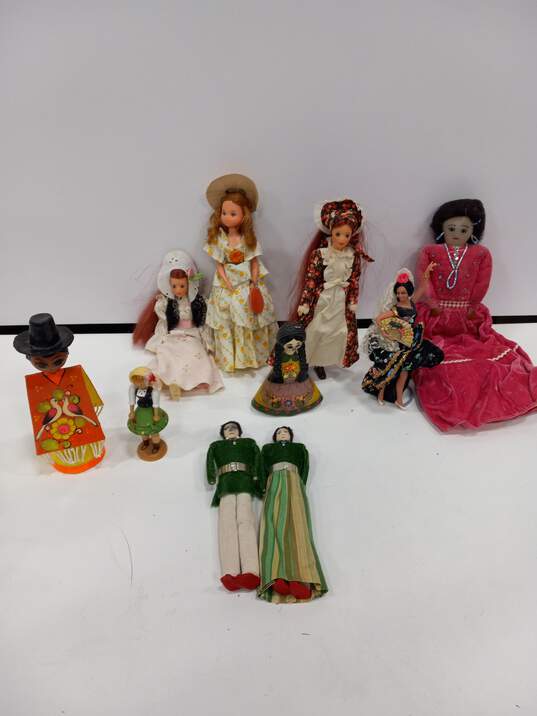 Bundle of Ten Collectable Mexican and American Figure Dolls image number 1