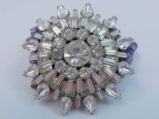 Vintage Icy Rhinestone & Faceted Glass Art Deco Costume Jewelry 153.9g image number 5