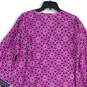 NWT Womens Purple Geometric Long Sleeve Side Slit Tunic Blouse Top Size L image number 4