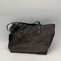 Coach Womens Brown Black Leather Studded Signature Double Handle Charm Tote Bag image number 2