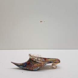 Murano Art Glass Low Heel Slipper  Figurine Shoe Sculpture