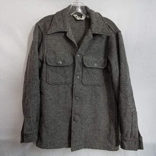 Woolrich black and tan textured wool shirt jacket S image number 1