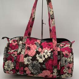 Vera Bradley Womens Pink Brown Floral Mocha Rouge Double Handle Duffle Bag alternative image
