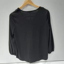 Adrianna Papell Women's Pleated Ruffled V Neck Knit Blouse Top Black Size S NWT alternative image