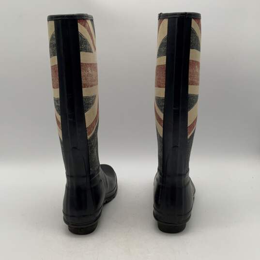 Hunter Womens Blue Original Union Jack Pull On Rain Boots Size 5 image number 2