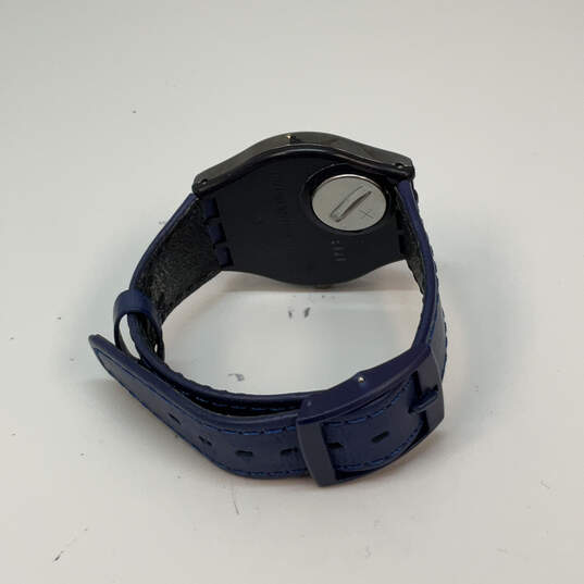 Designer Swatch Silver-Tone Blue Adjustable Strap Analog Wristwatch image number 4