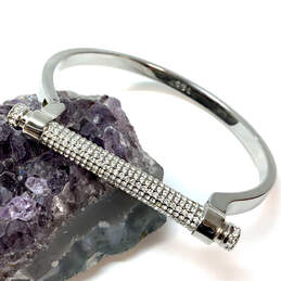 Designer Swarovski Silver-Tone Crystal Cut Stone Friendship Cuff Bracelet