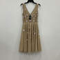 NWT Womens Beige Sleeveless Sequin V-Neck Pullover Fit & Flare Dress Size 8 image number 2