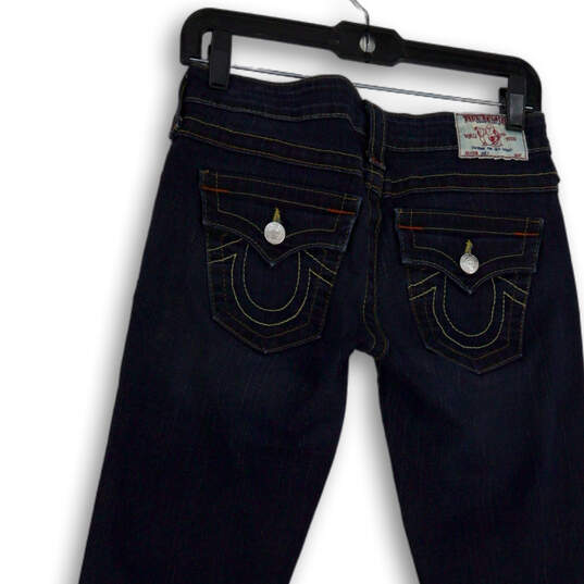 Womens Blue Denim Dark Wash Stretch Pockets Casual Bootcut Jeans Size 26 image number 4