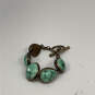 Designer Lucky Brand Gold-Tone Green Stone Toggle Link Chain Bracelet image number 3