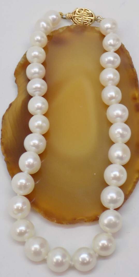 Romantic 14K Yellow Gold Clasp Pearl Bracelet 11.9g image number 5