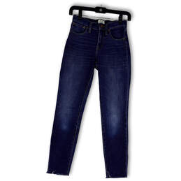 Womens Blue Denim Medium Wash High-Rise Pockets Skinny Leg Jeans Size 24