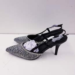 Azalea Wang Sorrel Black Rhinestone Slingback Kitten Heels Shoes Size 7.5 B alternative image