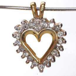 10K Yellow Gold Heart Shaped Pendant W/ Moissanite Accents
