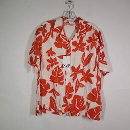NWT Mens Floral Regular Fit Short Sleeve Collared Button-Up Shirt Size Large