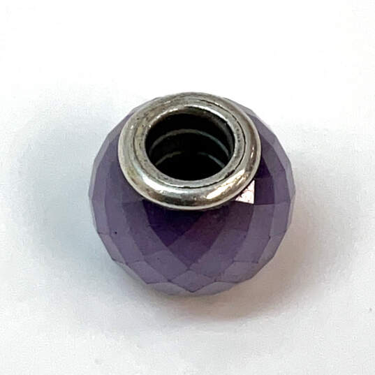 Designer Pandora S925 ALE Sterling Silver Purple Facets Murano Beaded Charm image number 3