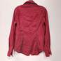 Guess Red Faux Suede Button Up Shirt Women's Size M image number 4