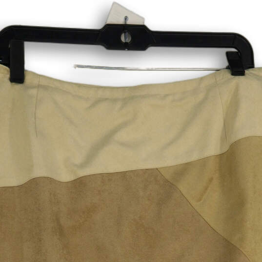 NWT Womens Tan Flat Front Side Zip Short Straight & Pencil Skirt Size 20W image number 3