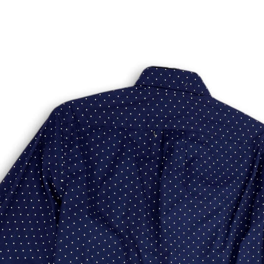 NWT Mens Blue White Polka Dot Collared Long Sleeve Button-Up Shirt Size S image number 4