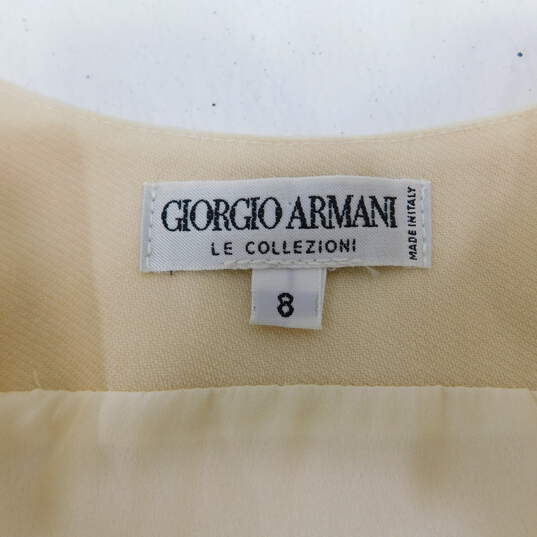 Giorgio Armani Le Collezioni Cream Zipped Long Sleeve Jacket with Sleeveless Cream Sheath Dress Women's Suit Set Size 8 with COA image number 12