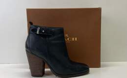 Coach Hewes Black Safari Leather Ankle Boot Women's Size 8.5