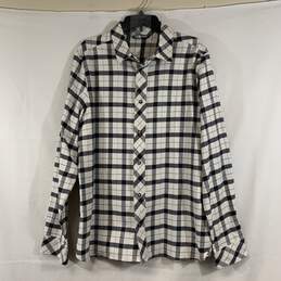 Men's Black/White Plaid The North Face Flannel Button-Up Shirt, Sz. L