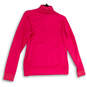 Womens Pink Mock Neck Pockets Half Zip Long Sleeve Activewear Jacket Size M image number 3