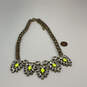 Designer J. Crew Gold-Tone Clear Rhinestone Link Chain Statement Necklace image number 3