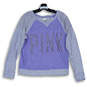 Womens Purple Heather Long Sleeve Studded Pullover Sweater Size Medium image number 1