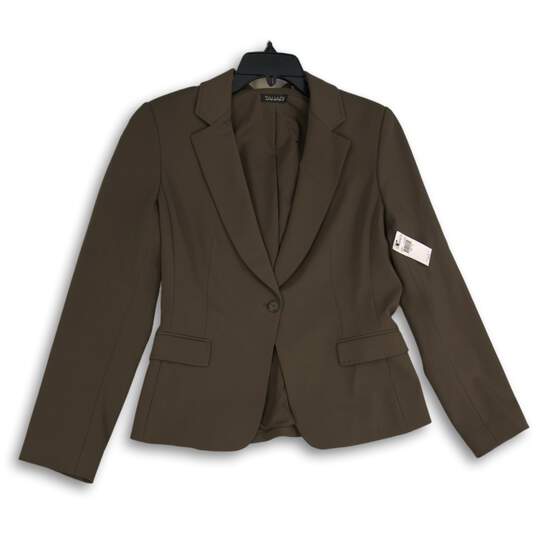NWT Tahari Womens Brown Long Sleeve Notch Lapel One Button Blazer Size 10 image number 1