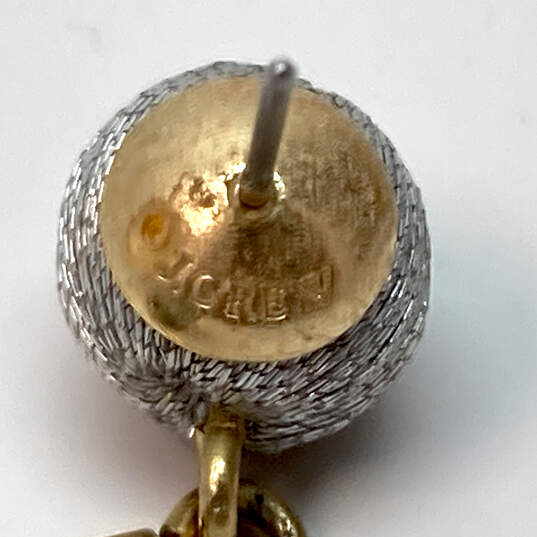 Designer J. Crew Gold-Tone Silver Thread Ball Dangle Drop Earrings image number 5