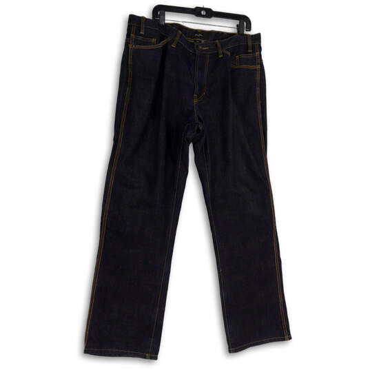 Mens Blue Denim Dark Wash Regular Fit Pockets Straight Leg Jeans Size 38 image number 1