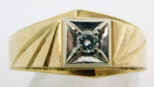 Men's Vintage 14K Yellow Gold 0.17 CT Round Diamond Ring 4.7g image number 1