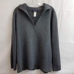 Men's Patagonia Grey Merino Wool Quarter Zip Sweater Size XXL