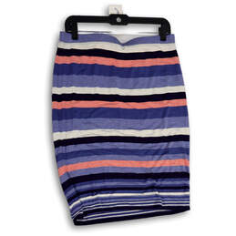 NWT Womens Multicolor Striped Elastic Waist Straight & Pencil Skirt Size L