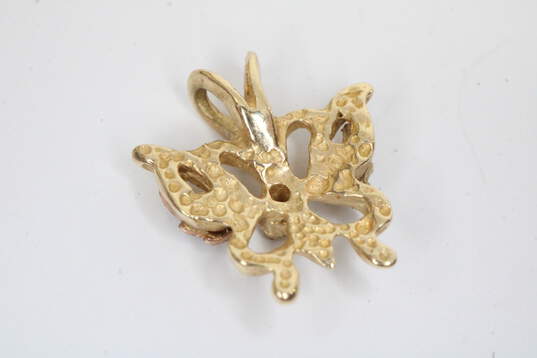 10K Yellow Gold Diamond Accent Butterfly Pendant image number 2