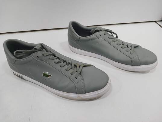 Lacoste Men's Gray Leather Sneakers Size 13 image number 2
