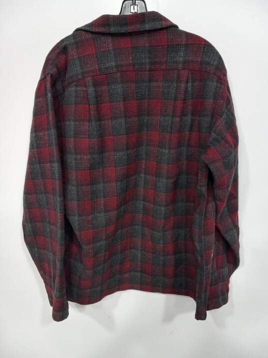 Vintage Pendleton Men's Wool Board Button Up Red Plaid Flap Pockets Size L image number 2