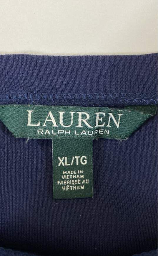Ralph Lauren Women Navy Blue Turn Up Short Sleeve Knit Top XL image number 3