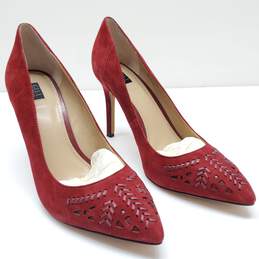 G.I.L.I  Jill Cabernet Suede Whip Stitch Pointed Toe Pumps Women's Heels Size 11M alternative image