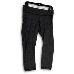 Womens Gray Black Elastic Waist Pull-On Activewear Cropped Pants Size L alternative image