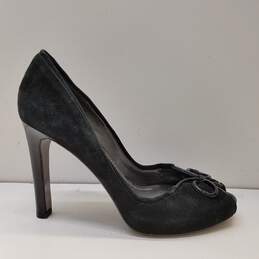Diane Von Furstenberg Suede Peep Toe Heels Black 10