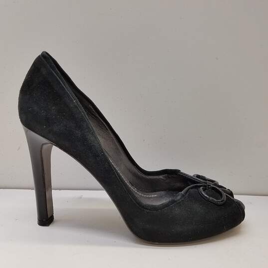 Diane Von Furstenberg Suede Peep Toe Heels Black 10 image number 1