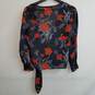 Madewell navy and red floral print cropped wrap top XS image number 2