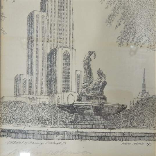 Nevin Robinson Cathedral of Learning Pittsburgh PA Sketch Signed image number 4